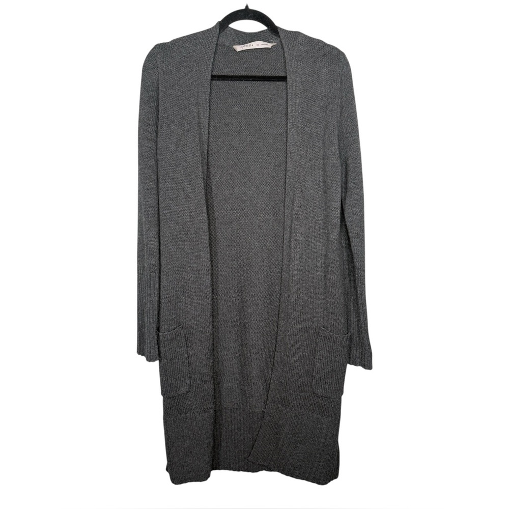 Athleta Passage Open Front Cardigan Duster Grey 100% Merino Extra Fine Wool XS